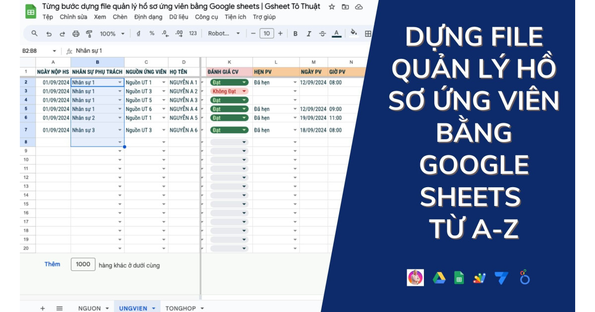Từng bước dựng file quản lý hồ sơ ứng viên bằng Google sheets